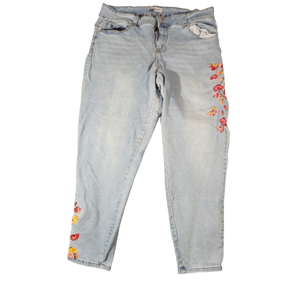 Vintage Y2K Sandpiper Jeans Womens 20W Embroidered Floral Elastic Waist Plus